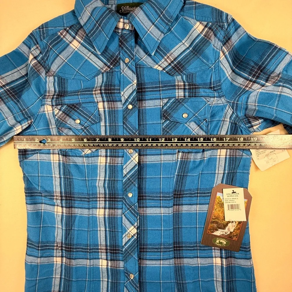 Stillwater Supply Co Blue Plaid Button-Up Western Shirt Womens NWT - Picture 6 of 13